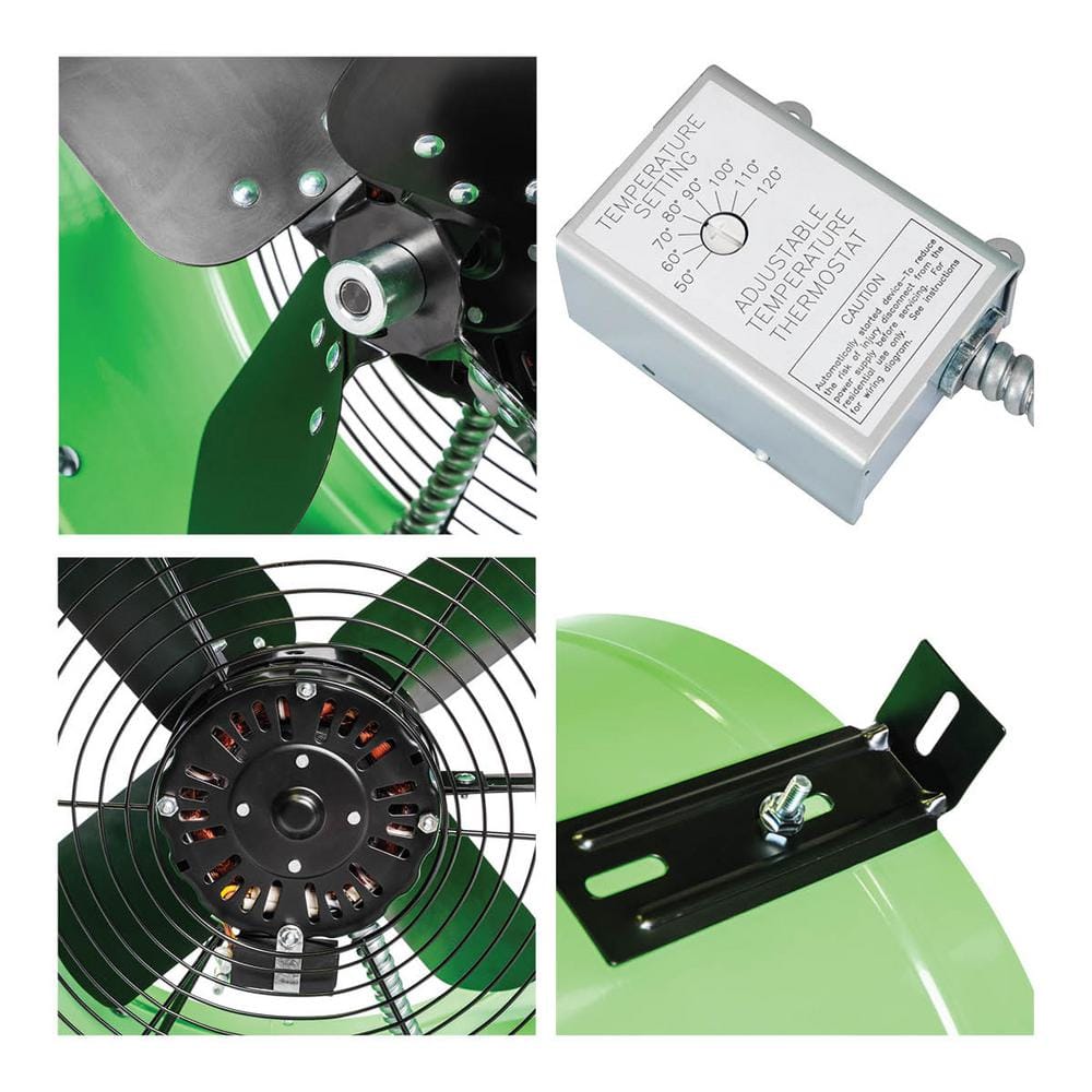 Green Galvanized Steel 15-Inch Gable Mount Attic Fan