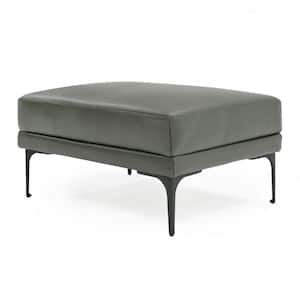 Gray Leather Rectangle Accent Ottoman