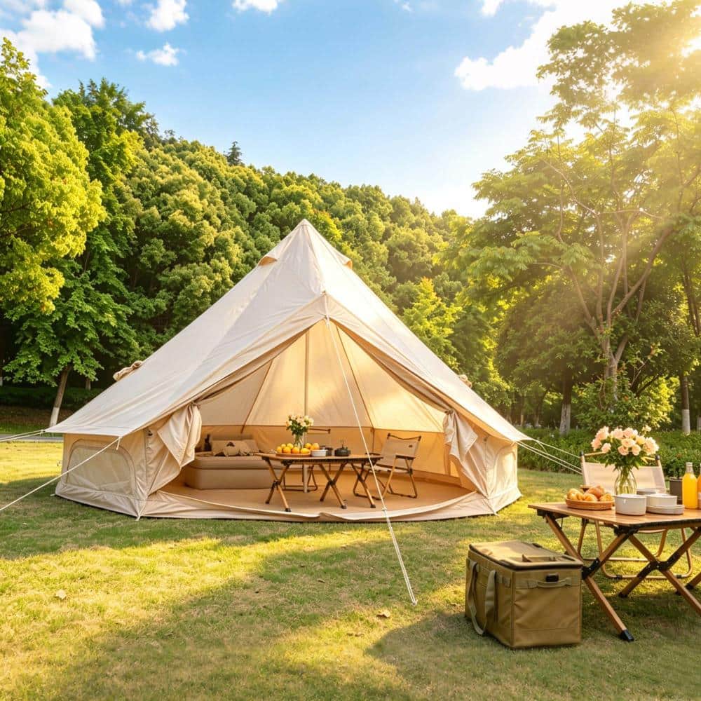 13.1 ft. x 13.1 ft. Beige Camping Tent with Stove Jack for 4-8 People price history on PriceWatchPro