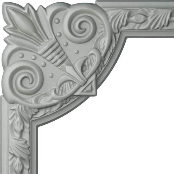 3/4 in. x 9-3/4 in. x 9-3/4 in. Urethane Milton Running Leaf Panel Moulding Corner (Matches Moulding PML02X00MI)