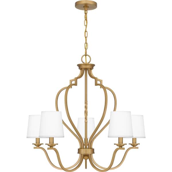 Quoizel Wilkins 5-Light Brushed Weathered Brass Chandelier