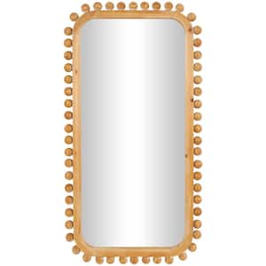 24 in. W x 45 in. H Rectangle Framed Brown Wall Mirror with Beaded Frame