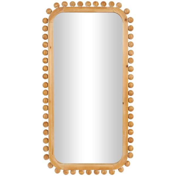 Litton Lane 24 in. W x 45 in. H Rectangle Framed Brown Wall Mirror with Beaded Frame