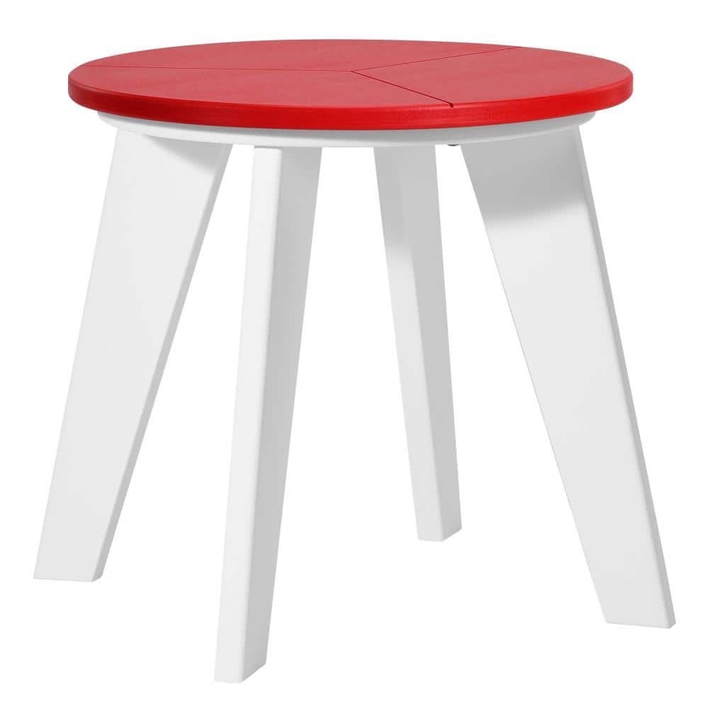 Porschside 18 in. Outdoor Patio Round HDPE Plastic Side Table, White/Red price history on PriceWatchPro