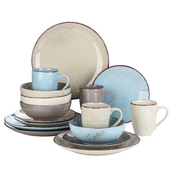 Navia 16-Piece Nature Assorted Colors Stoneware Dinnerware Set (Service for 4)