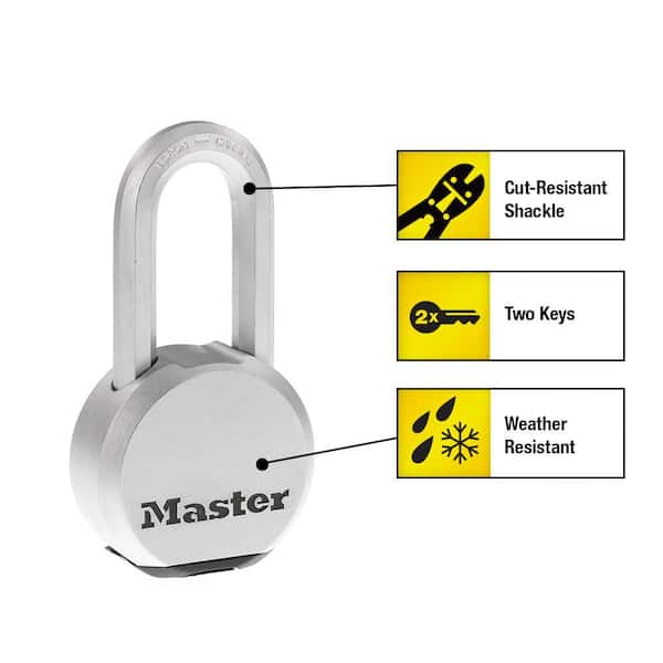 Master Lock Heavy Duty Outdoor Padlock with Key, 2-1/2 in. Wide