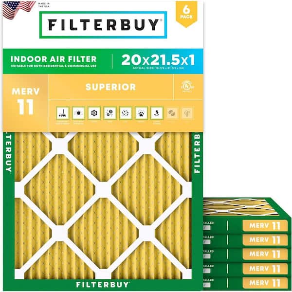 20 in. x 21.5 in. x 1 in. MERV 11 (FPR 7) Allergen Defense Pleated HVAC AC Furnace Air Filters Replacement (6-Pack)