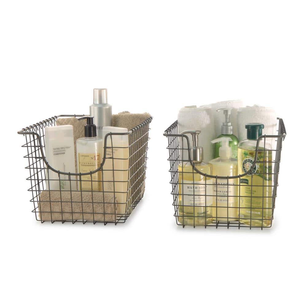 Vintage Chic Scoop Wire Storage Basket 10.4" Industrial Gray