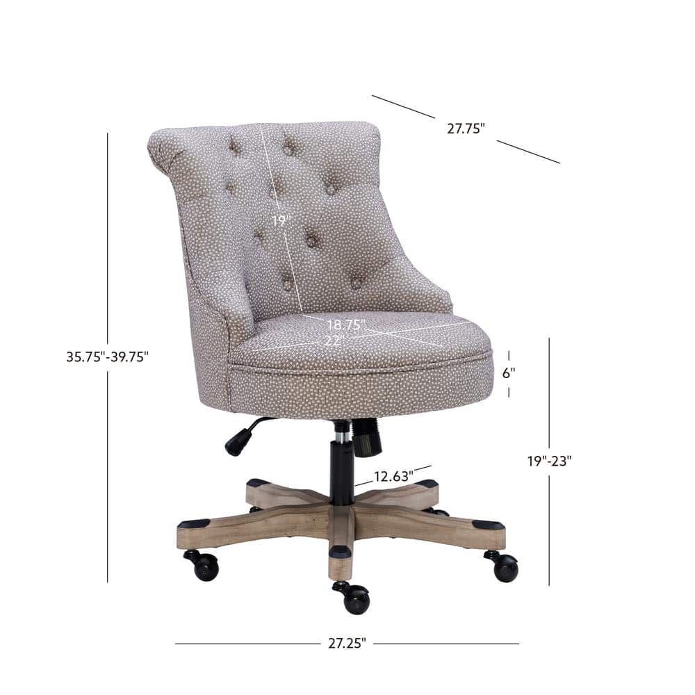 Sinclair Light Gray Swivel Executive Office Chair with Wood Base