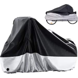 Adult Tricycle Trike Cover 75 in. L x 30 in. W x 44 in. H with Storage Bag, Bicycle/Motorcycle Storage Cover,White&Black