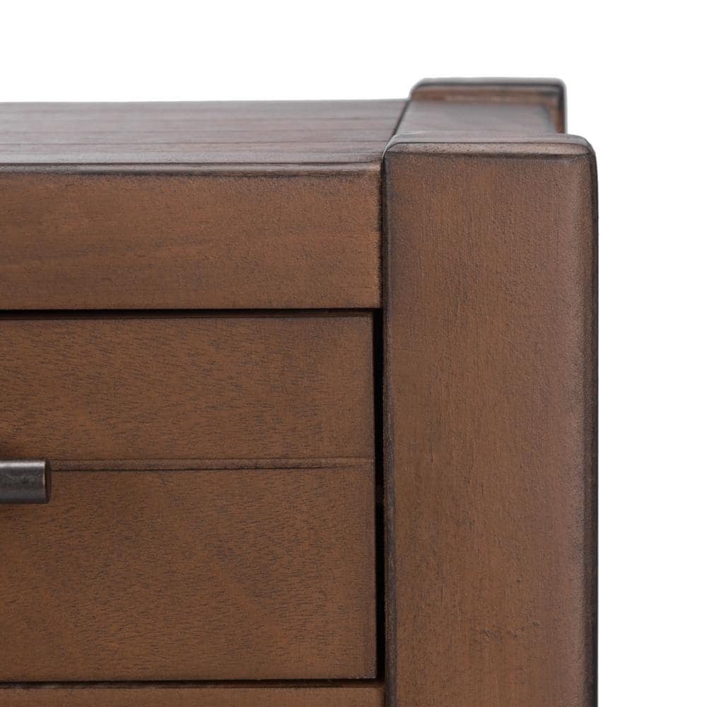 Brown Wood and Metal Console Table with Storage