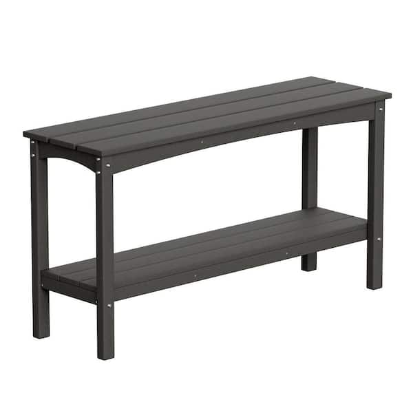 Laguna Outdoor Patio Bar Console Table with Storage Shelf Gray