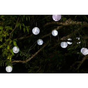 GLOW Outdoor Solar 10-Light White Integrated LED String Light Set