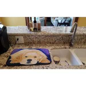 14 in. x 21 in. Multicolor Golden Retriever Dish Drying Mat