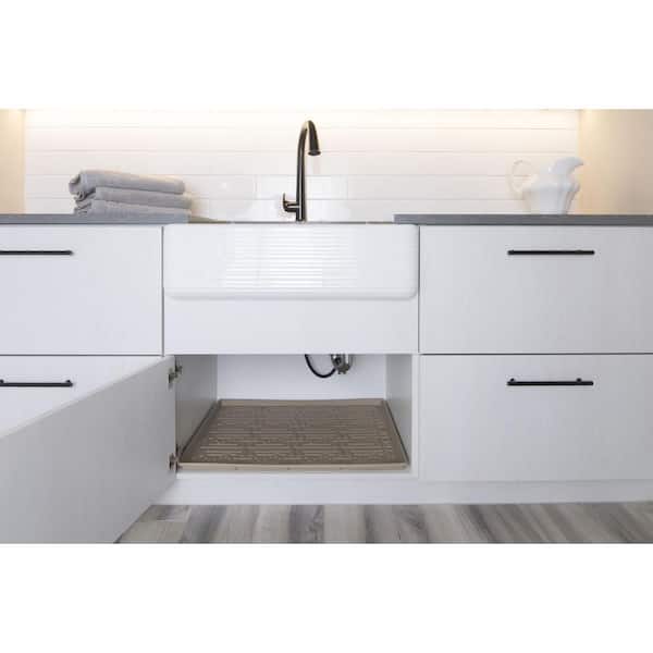 Xtreme Mats CM-24-BEIGE 22 in. x 22 in. Beige Kitchen Depth Under Sink  Cabinet Mat Drip Tray Shelf Liner