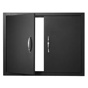 31 in. W x 24 in. H Double Outdoor Kitchen Door BBQ Access Door Cold Plate Flush Mount Door Wall Vertical Door
