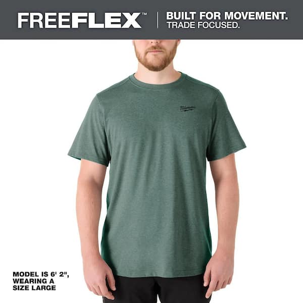 Men's X-Large Dark Green Cotton/Polyester Short Sleeve Hybrid Work T-Shirt