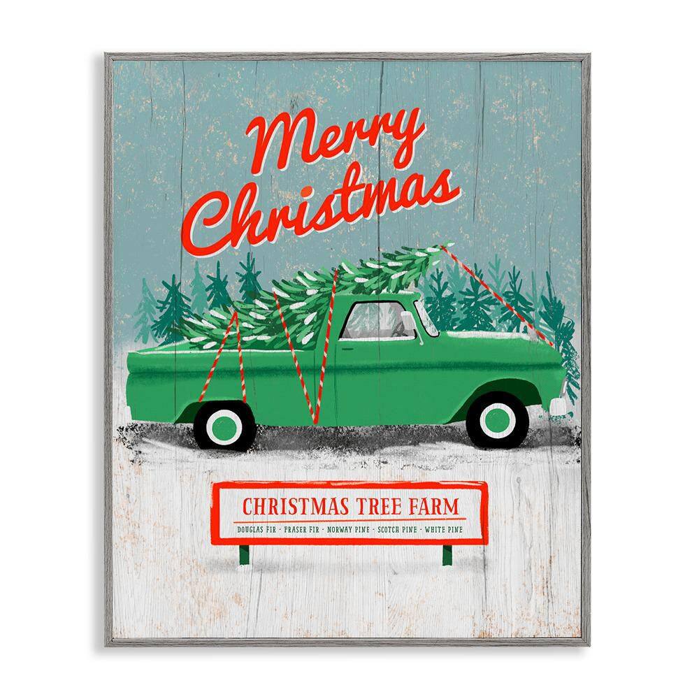 Rustic Tree Farm and Truck by Jilly Jack Designs 1 Piece Gray Framed Giclee Typography Art Print 30 in. x 24 in. price history on PriceWatchPro