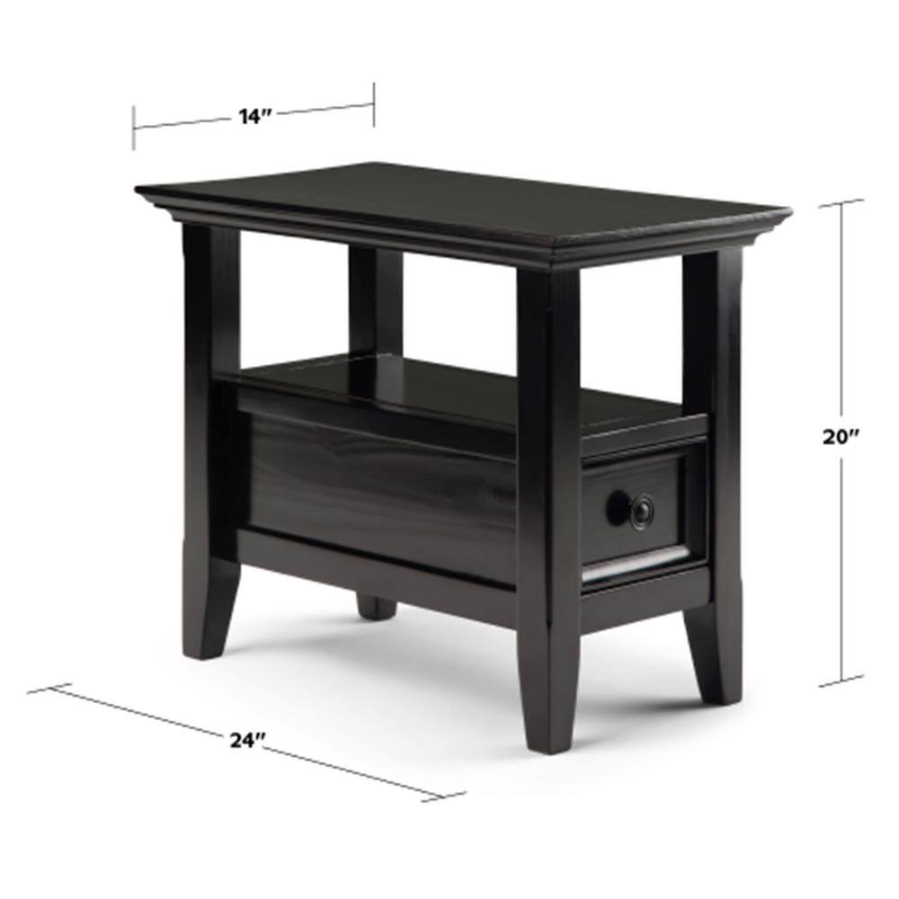 Hickory Brown Wood Round Side Table with Storage