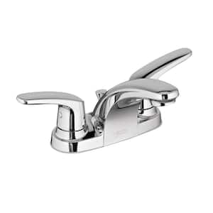 Colony Pro 4 in. Centerset 2-Handle Low-Arc Bathroom Faucet with Metal Drain in Polished Chrome