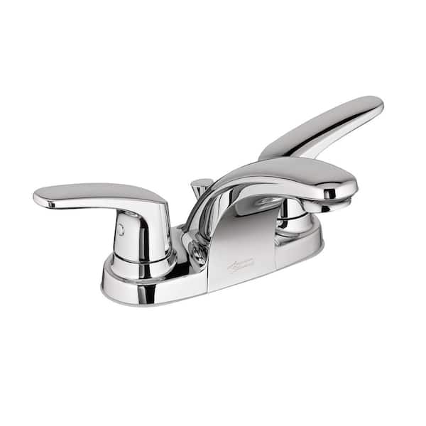 American Standard Colony Pro 4 in. Centerset 2-Handle Low-Arc Bathroom Faucet with Metal Drain in Polished Chrome