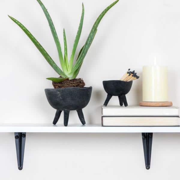 Matte Black Terracotta Footed Bowl Planter