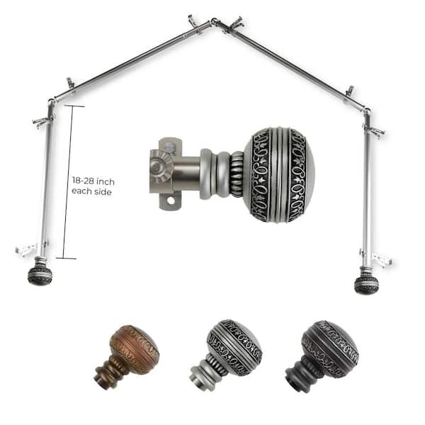 13/16" Eleanor 4-Sided Bay Window Curtain Rod (18-28 inch each side)-Cocoa