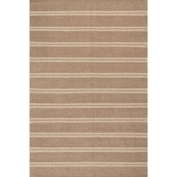 Nate Berkus x Rugs York Striped Wool Cozy Brown 6 ft. x 9 ft. Indoor Area Rug