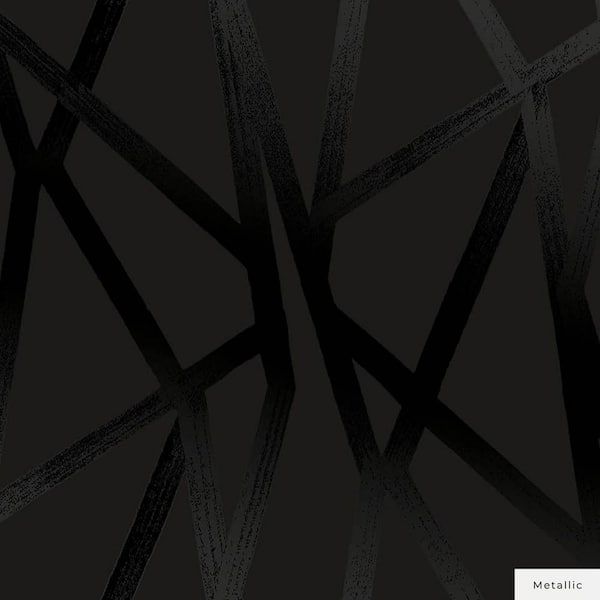 Genevieve Gorder Metallic Black on Black Intersections Vinyl Peel and Stick Wallpaper Roll (Covers 56 sq. ft.)