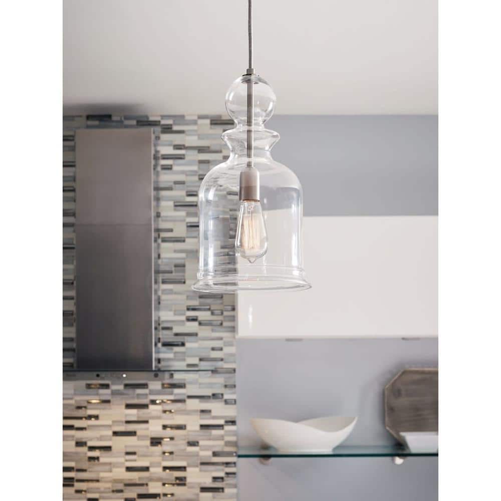 Staunton 20" Brushed Nickel & Clear Glass Drum Pendant Light