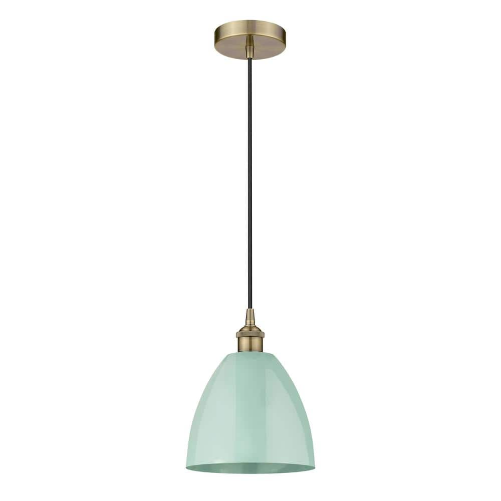 Plymouth Dome 100-Watt 1-Light Antique Brass Standard Mini Pendant Light with Metal Shade price history on PriceWatchPro