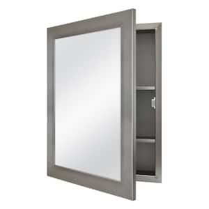20 in. x 26 in. Recessed or Surface Mount Framed Medicine Cabinet in Pewter with Mirror