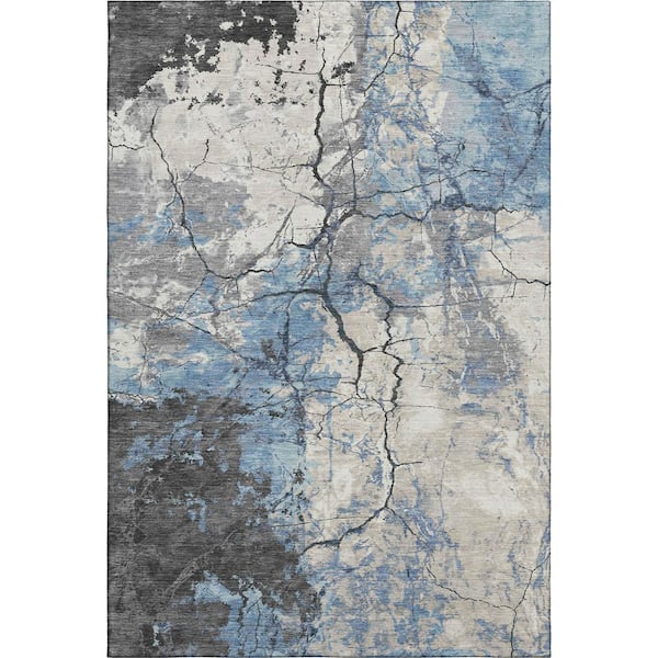 Mayfield Premium Machine Washable Abstract AMF2431 Denim 10 ft. x 14 ft. Area Rug