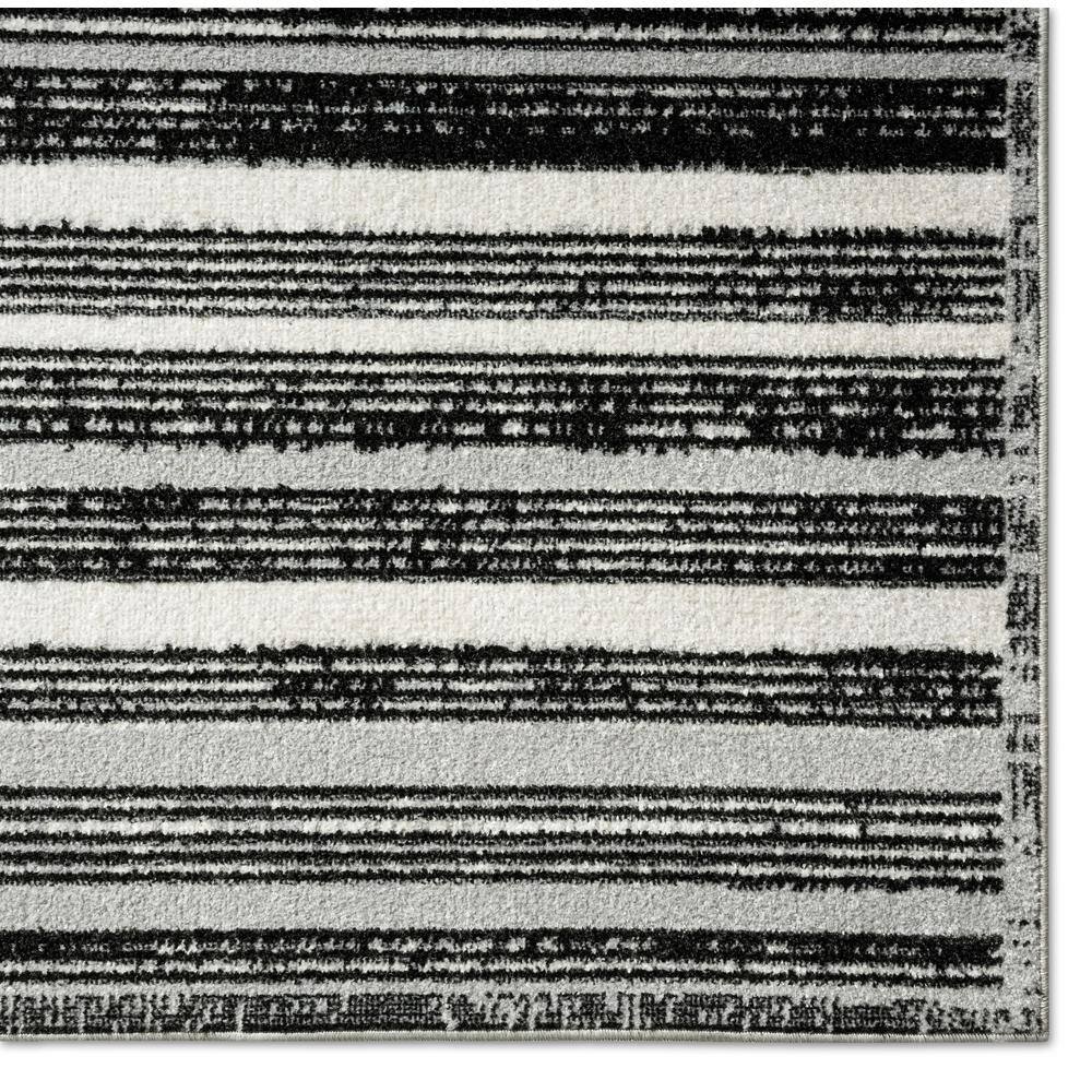 Everwash Light Grey/Charcoal Grey Striped Washable Area Rug, 6'6" x 9'2"