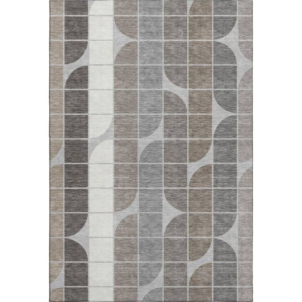 Mayfield Premium Machine Washable Abstract AMF2418 Silver 10 ft. x 14 ft. Area Rug
