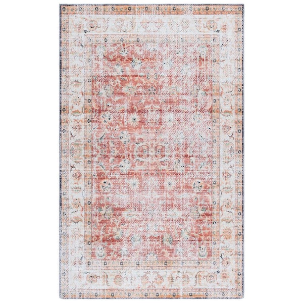 Arizona Rust/Beige 3 ft. x 5 ft. Machine Washable Distressed Traditional Ornate Area Rug