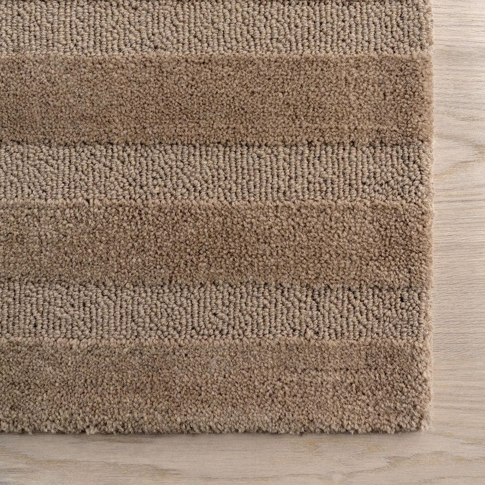 Vestry Brown Handmade Wool Striped Rectangular Area Rug, 8' x 10'