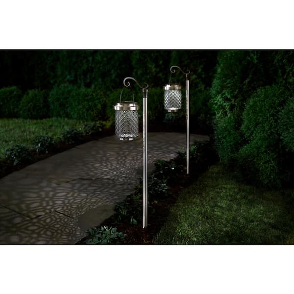 Hampton Bay 15 Lumens LED Medium Metal Outdoor Solar Table Lantern  C6000-28-I - The Home Depot