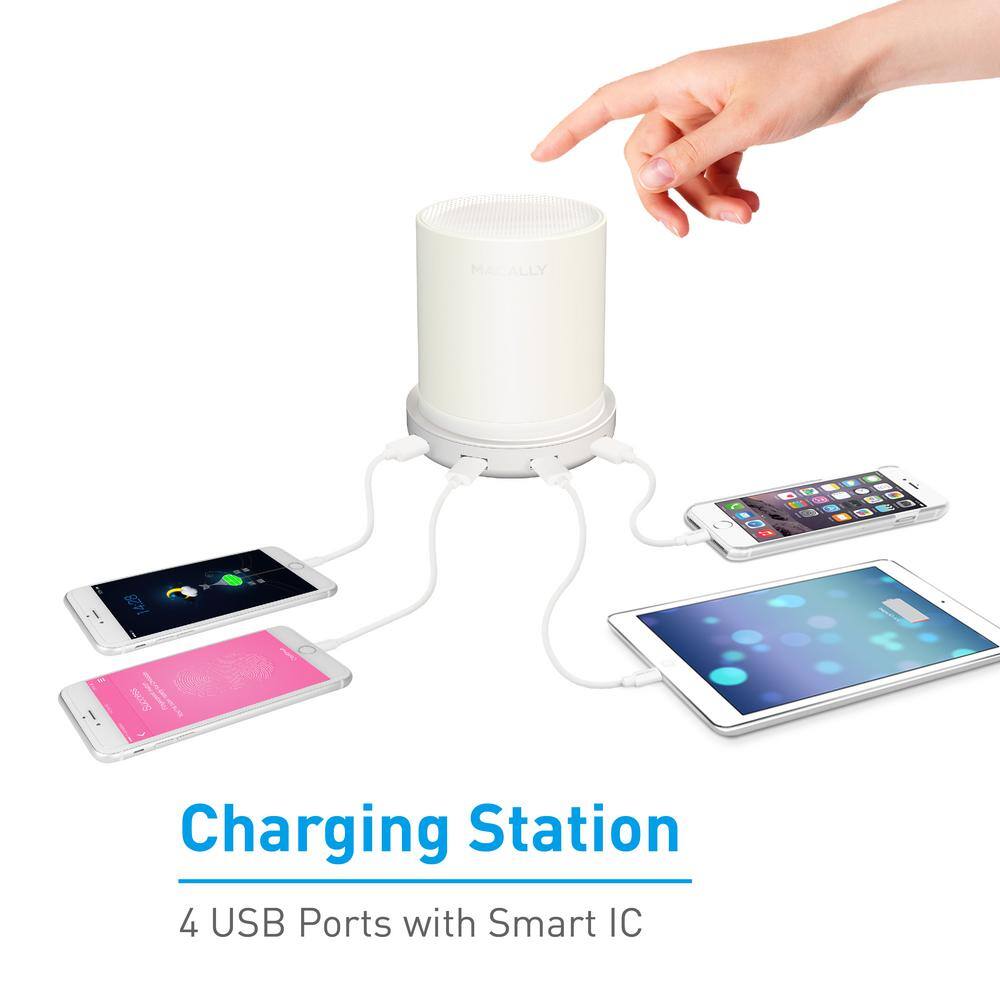 White Touch-Control 3-Way Dimmable LED Lamp with USB Ports