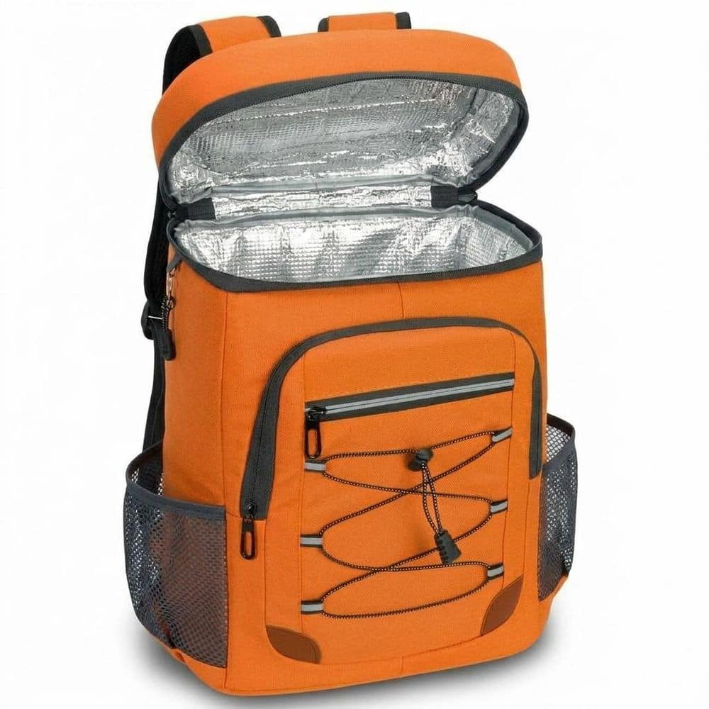 29 qt. Leak-Proof Insulated Soft-Side Cooler Backpack Chest with Multi-Pocket Waterproof Design in Orange