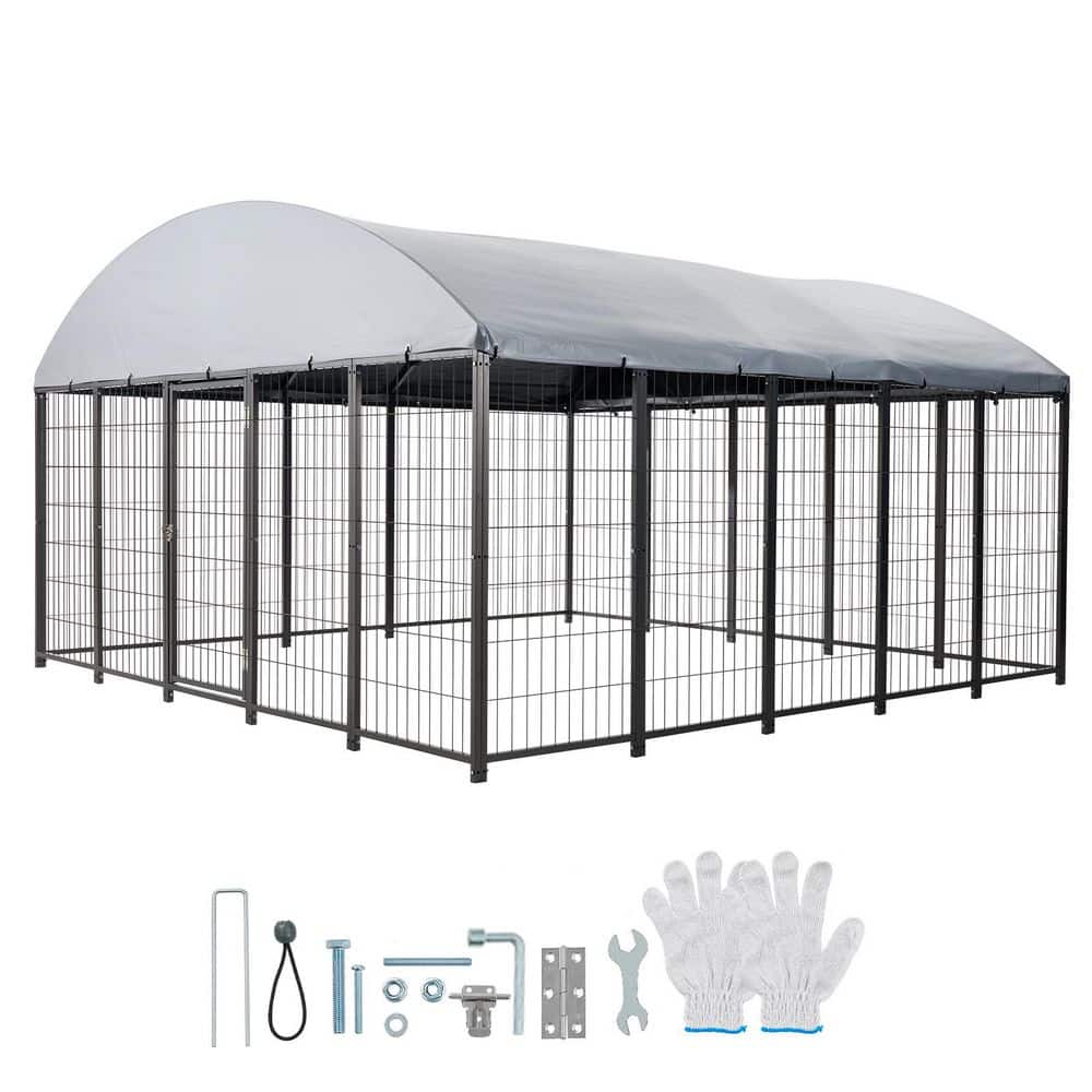 Outdoor Dog Kennel, 9.8 x 9.8 x 5.4 ft. Spacious Pet Enclosure with Secure Lock, Durable Dog Cage with Roof Cover price history on PriceWatchPro