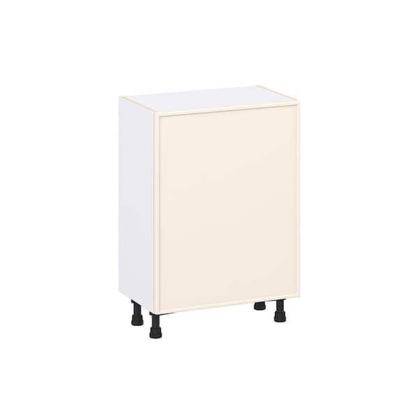 J COLLECTION Fairview 24 inW x 14 inD x 34.5 in H Assembled Slim Shaker Full Height Door Base Cabinet in Washed Linen with 3-Drawers