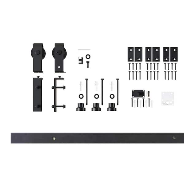 3.17 ft. /38 in. Black Rustic Single Bi-Fold Sliding Barn Door Track and Hardware Kit with Classic Roller for 2-Doors