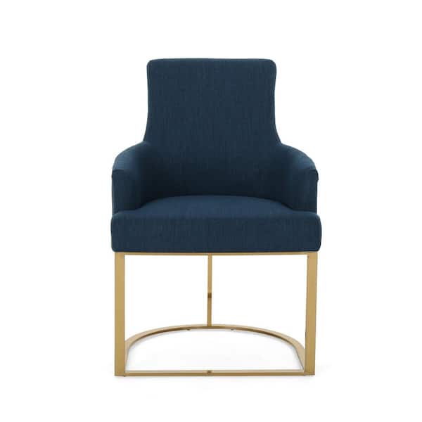 Noble House Gloria Navy Blue Fabric Accent Chair