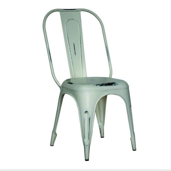 Yosemite Home Decor Antique White Metal Side Chair