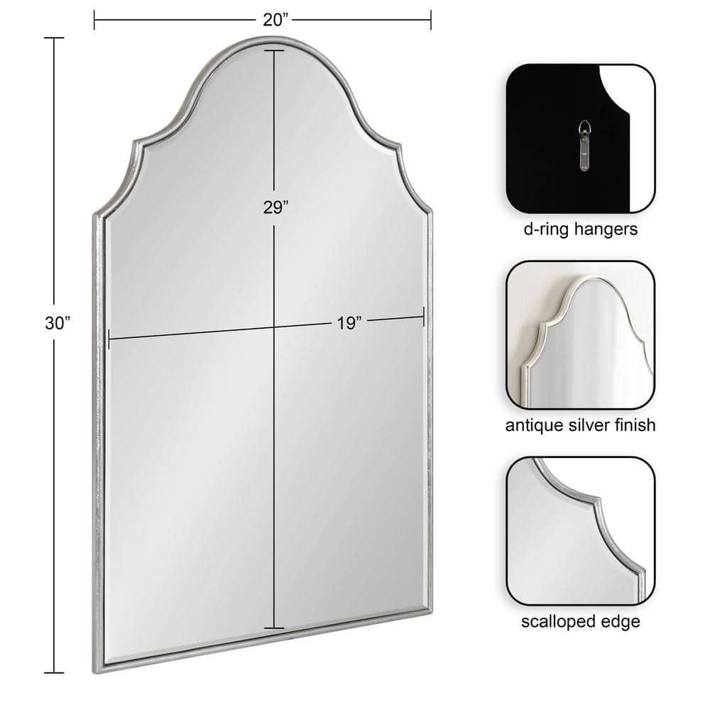 Leanna Silver Arched Wall Mirror with Scalloped Edges
