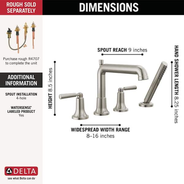 Delta Saylor 2-Handle Deck Mount Roman Tub Faucet Trim Kit with