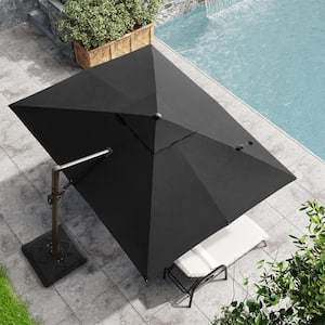 9 ft. x 11 ft. Heavy-Duty Frame Cantilever Patio Single Rectangle Umbrella in Black