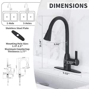 Single Handle Pull Down Sprayer Kitchen Faucet with 360° Swivel, Splashproof and 3 Functions Spray Head in Matte Black