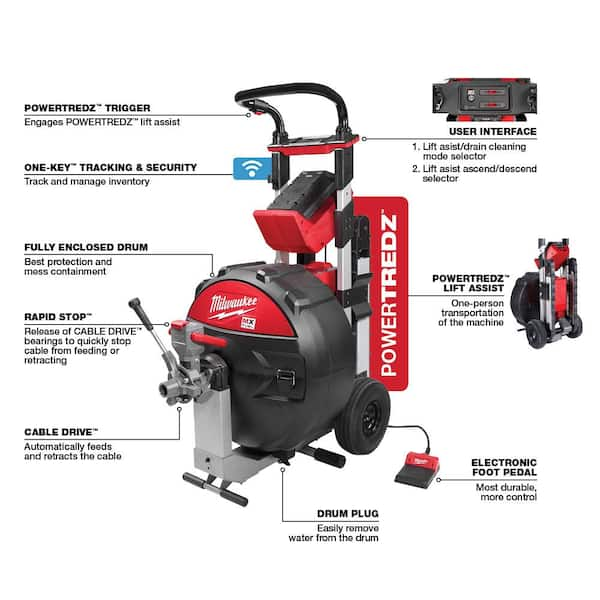 Milwaukee MX FUEL Lithium-Ion Cordless POWERTREDZ Sewer Drum 